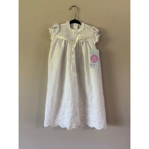Polly Flinders Vintage Hand Smocked White Christening Gown Dress Infant 3/9M